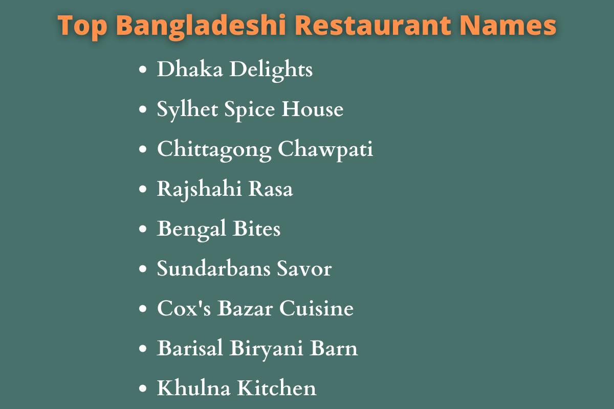 Bangladeshi Restaurant Names