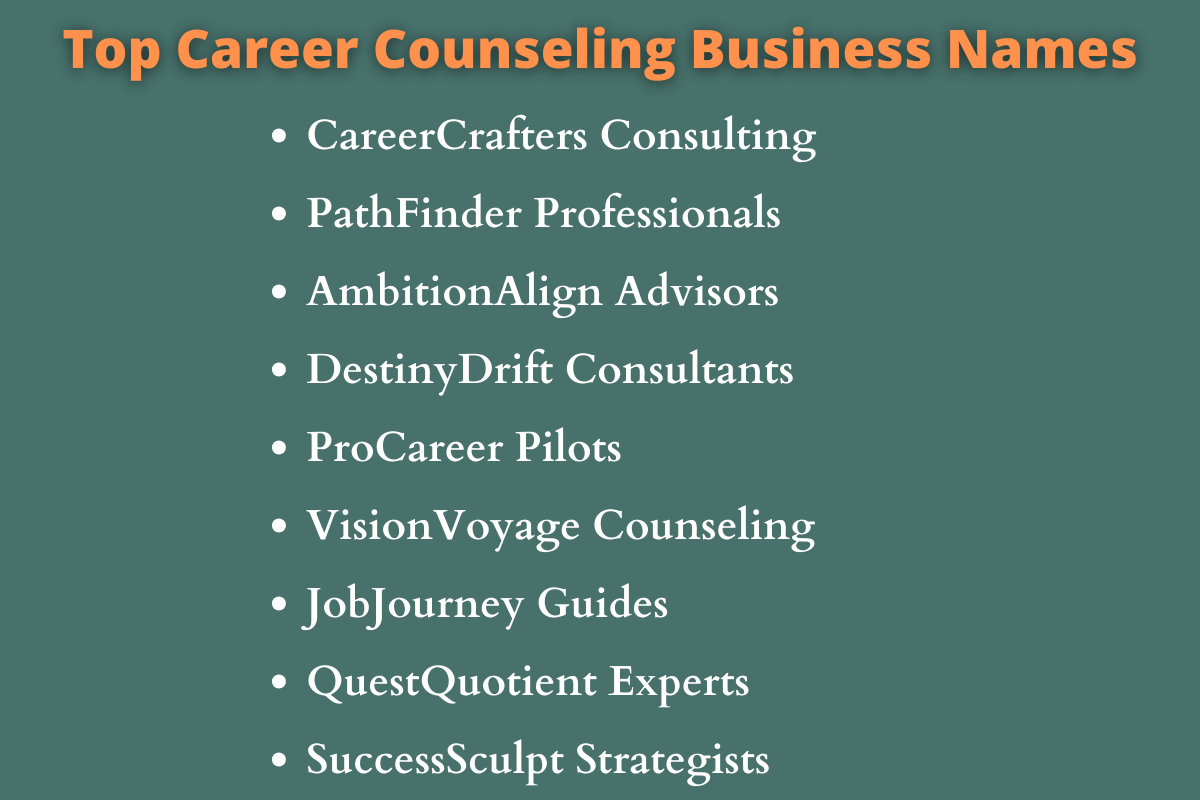 Career Counseling Business Names