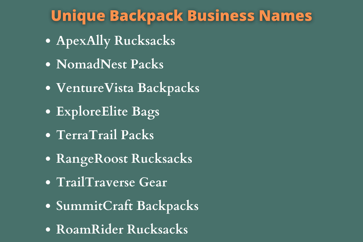 Backpack Business Names