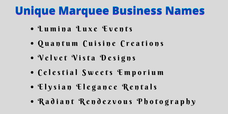 Marquee Business Names