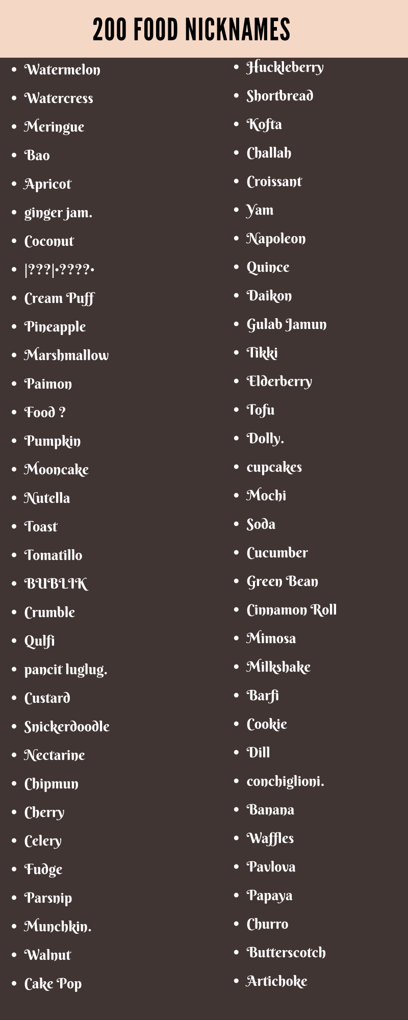 food nicknames