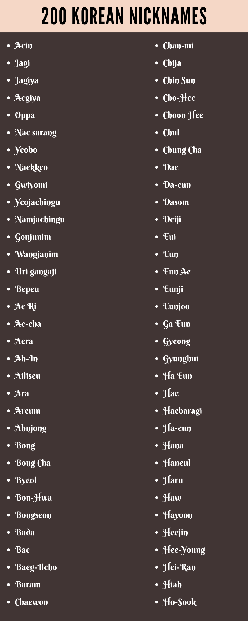 Korean Nicknames