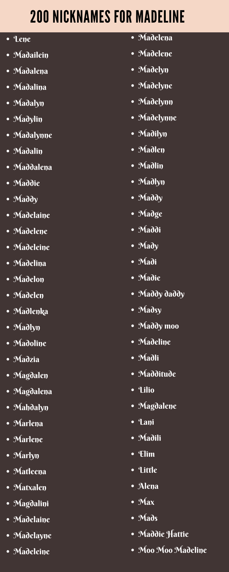 Madeline Nicknames