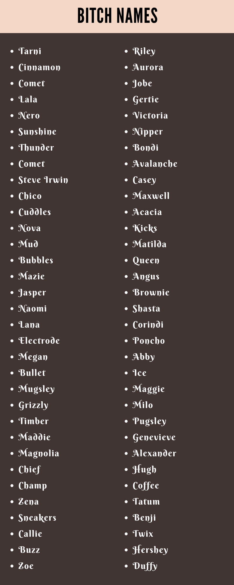 Bitch Names