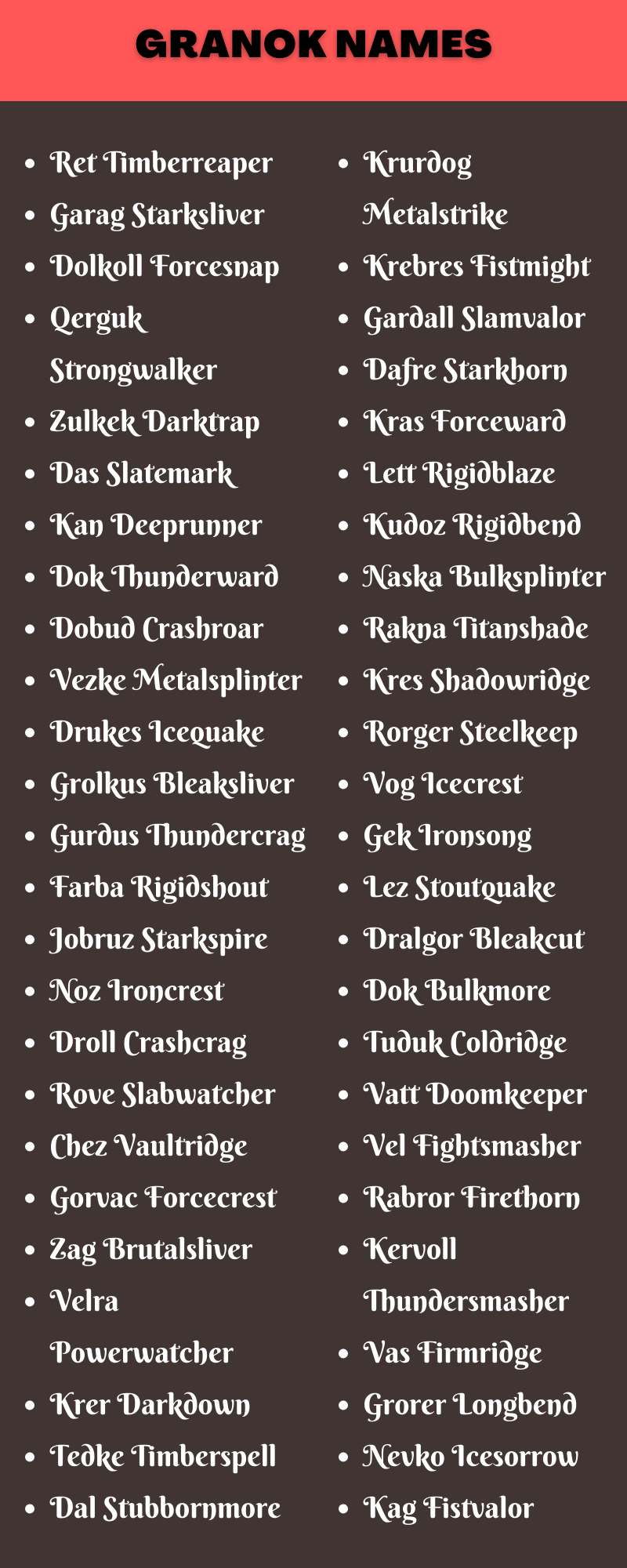 Granok Names