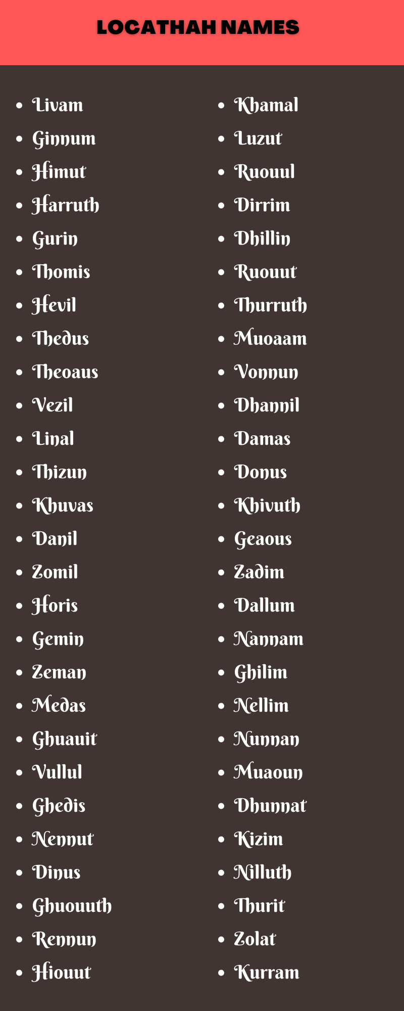 Locathah Names