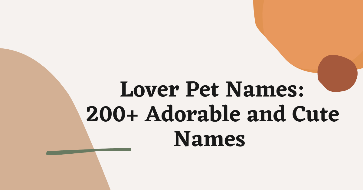Lover Pet Names