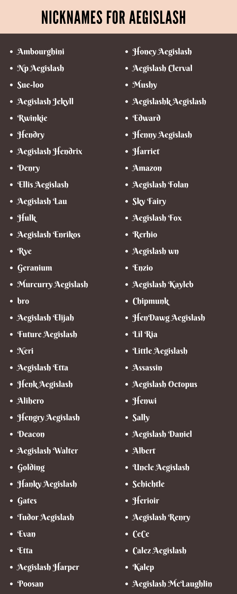 Nicknames For Aegislash