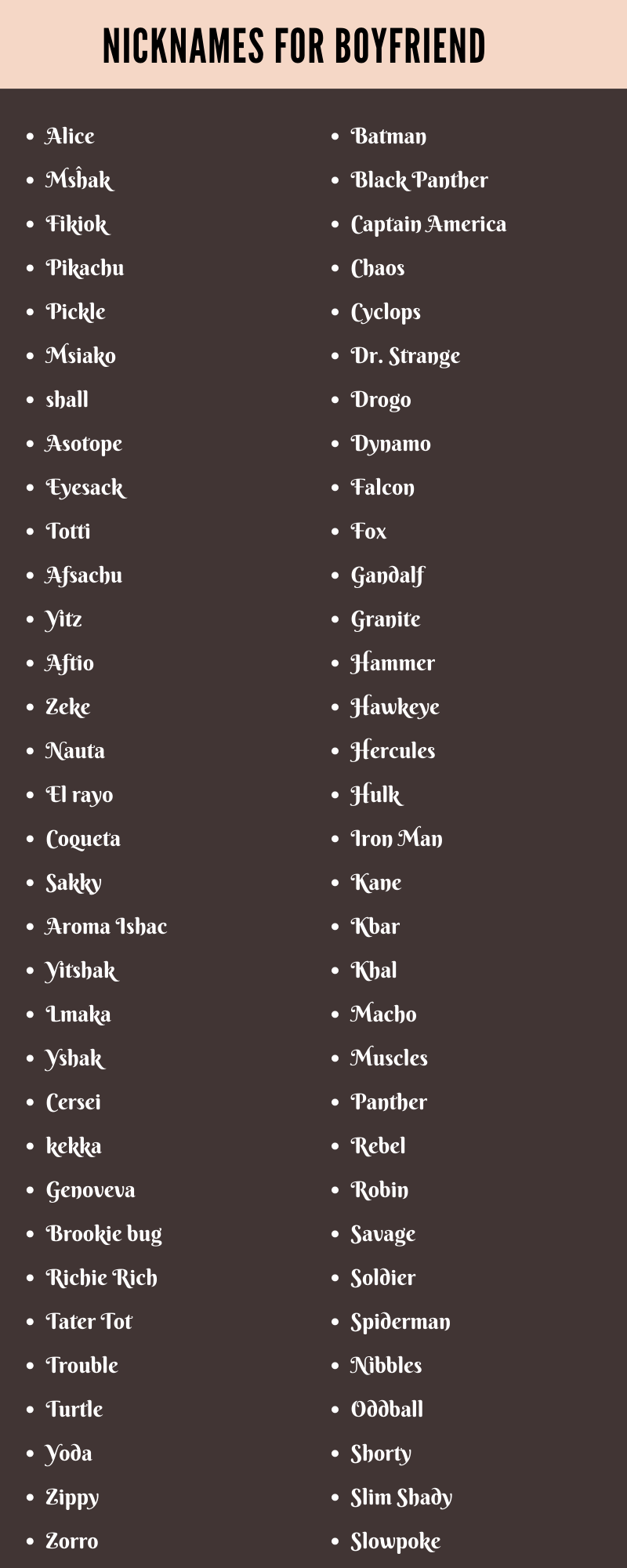 nicknames for boyfriends