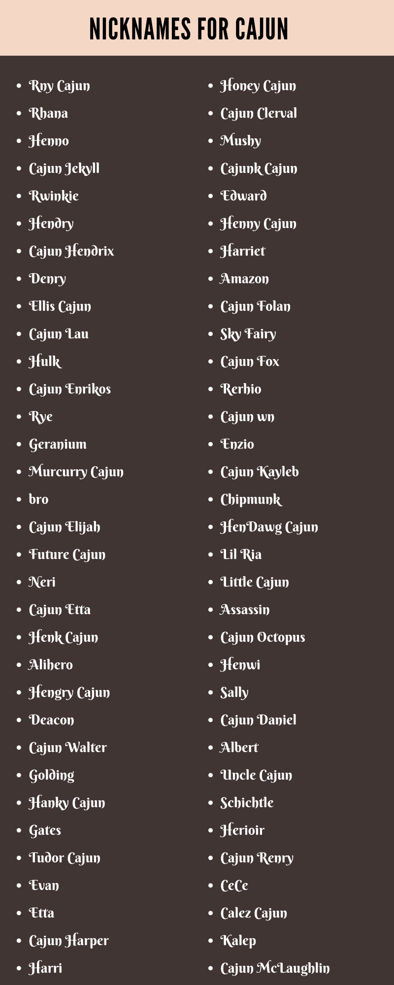 Nicknames For Cajun