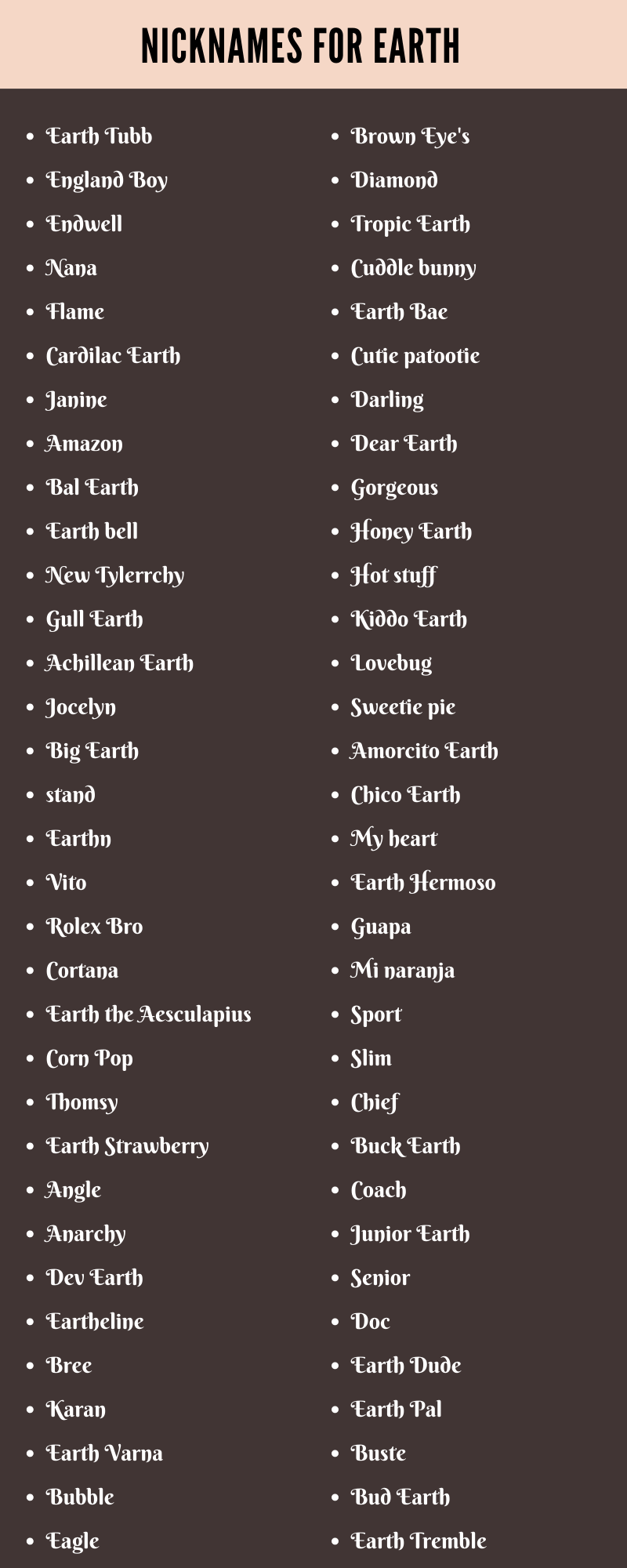 Nicknames For Earth