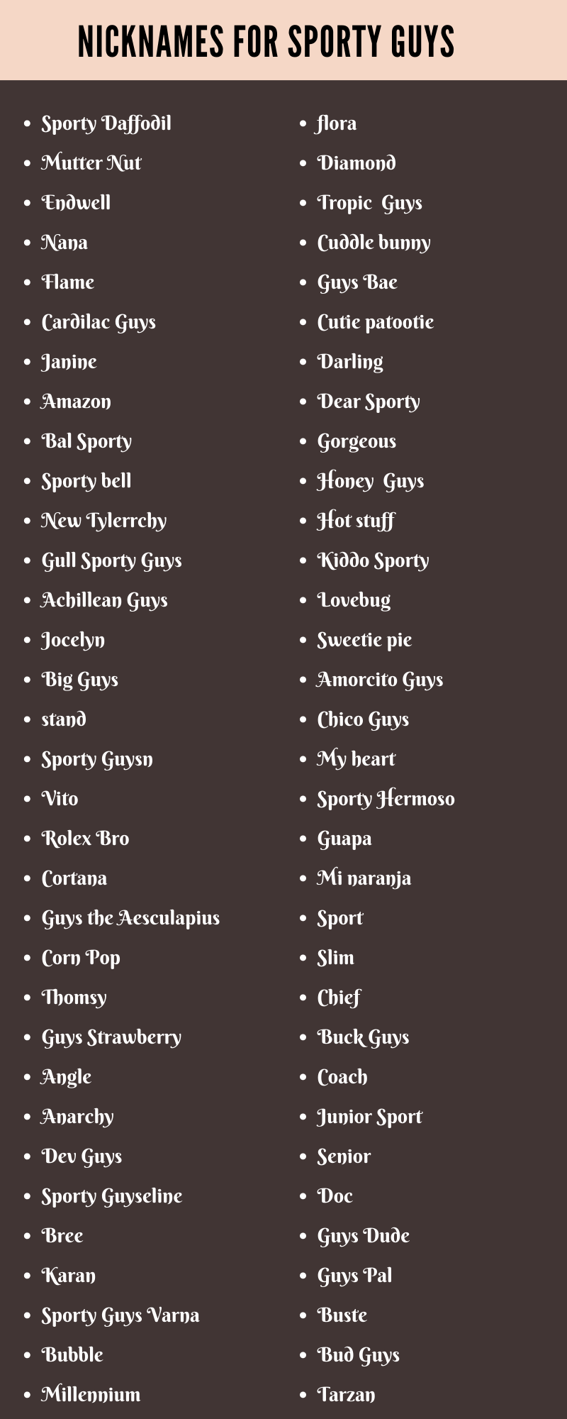 Nicknames For Sporty Guys