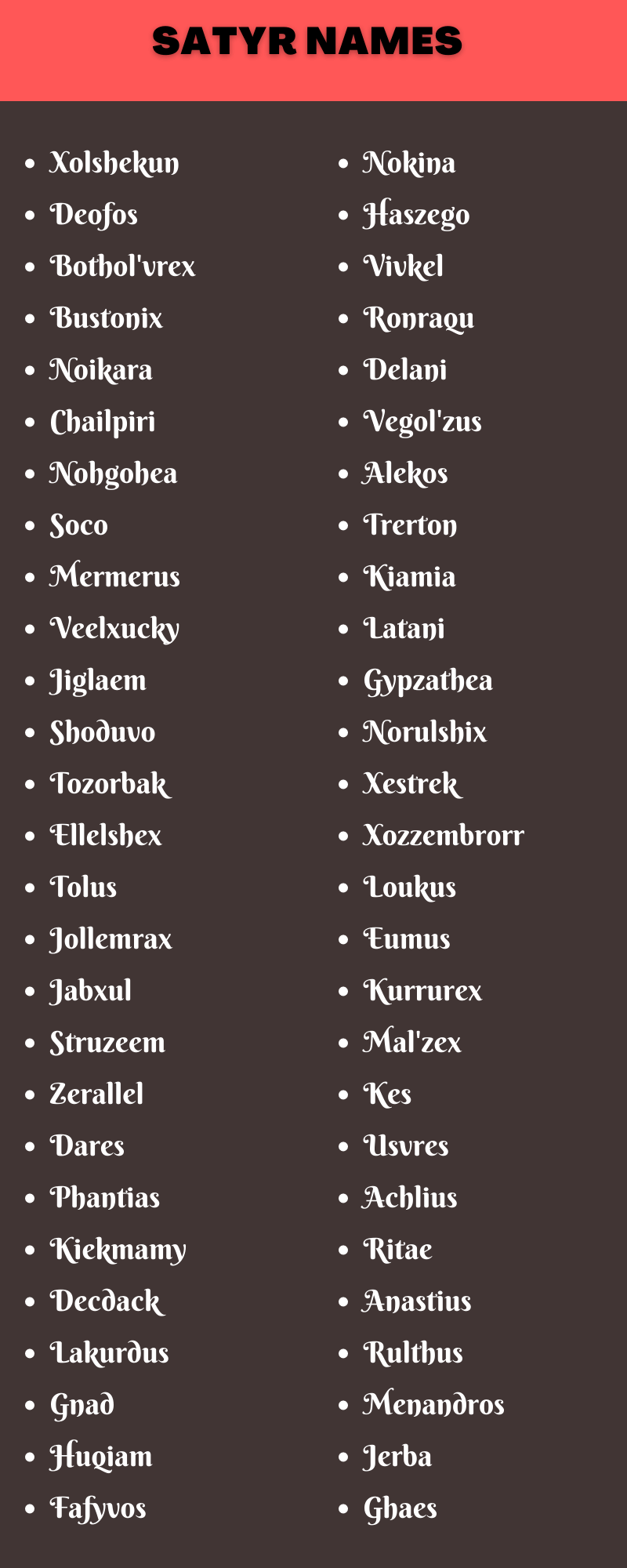 Satyr Names
