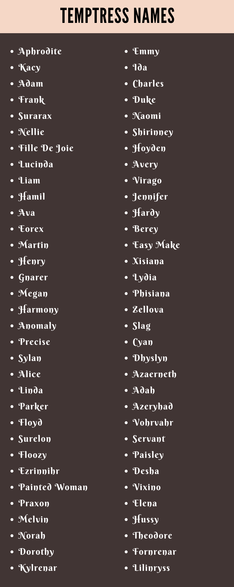 Temptress Names