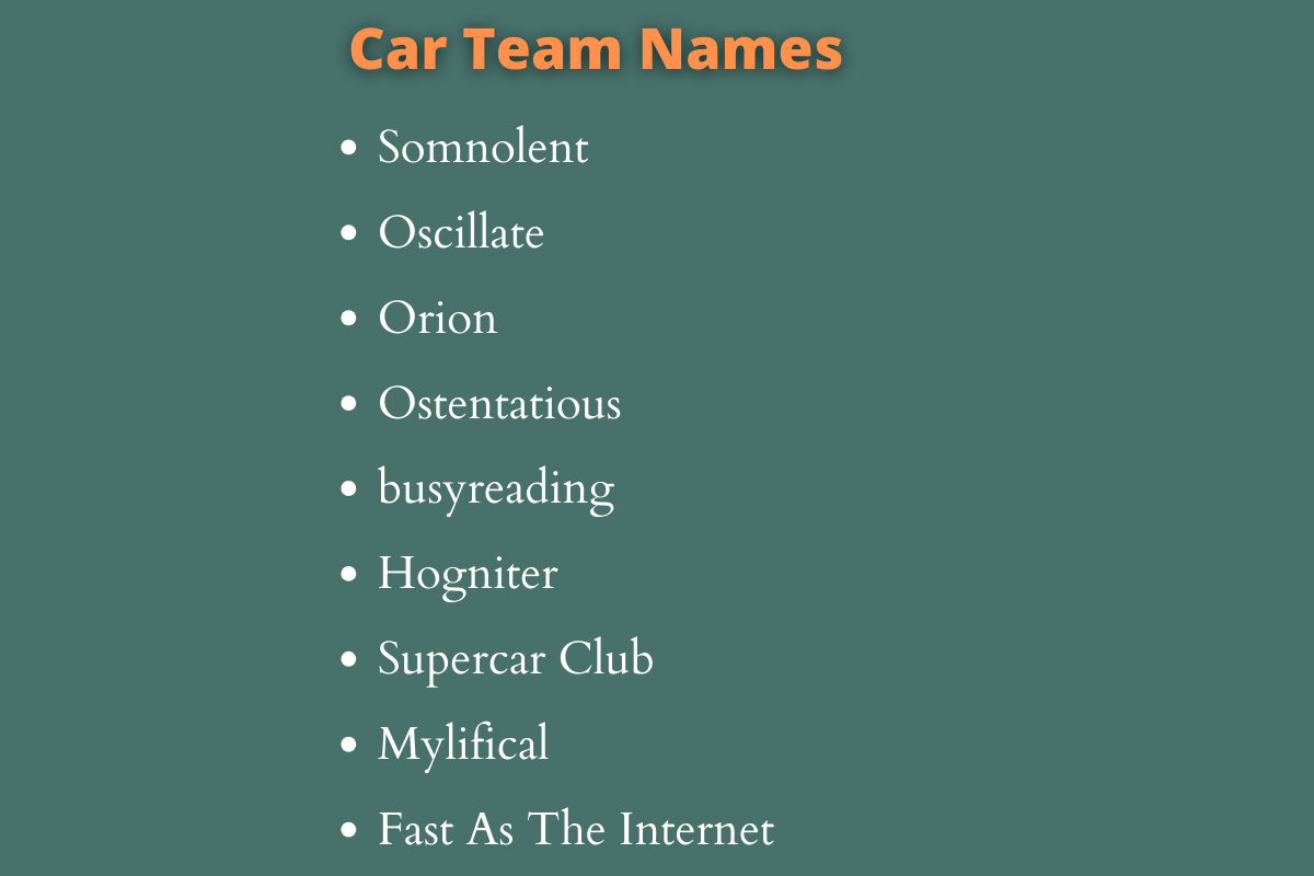 Car Team Names