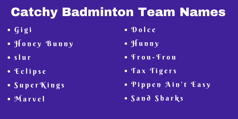 Badminton Team Names