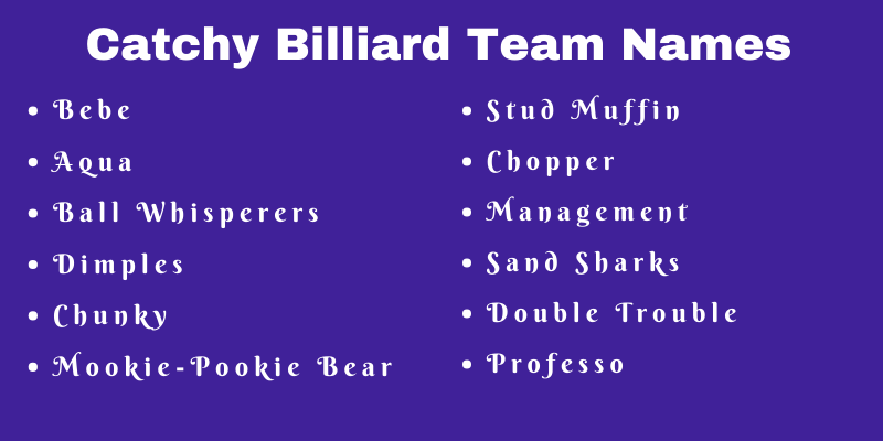 Billiard Team Names