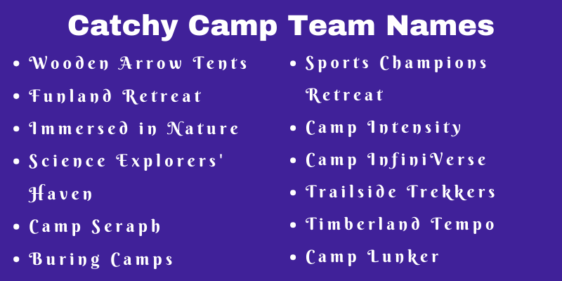 Camp Team Names