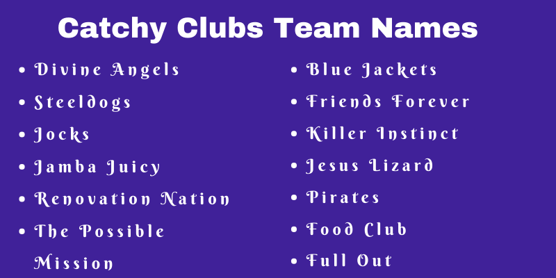 Clubs Team Names