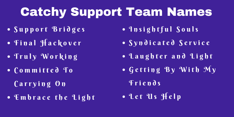 Support Team Names