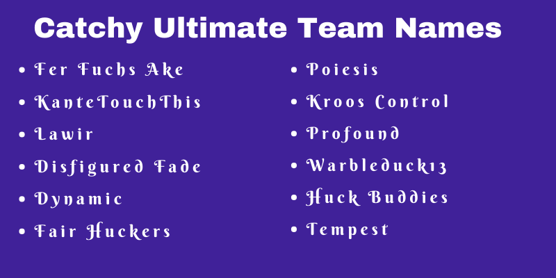 Ultimate Team Names