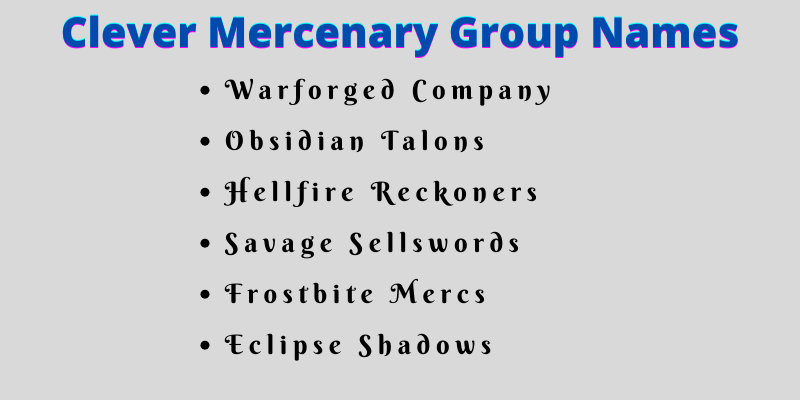 Mercenary Group Names