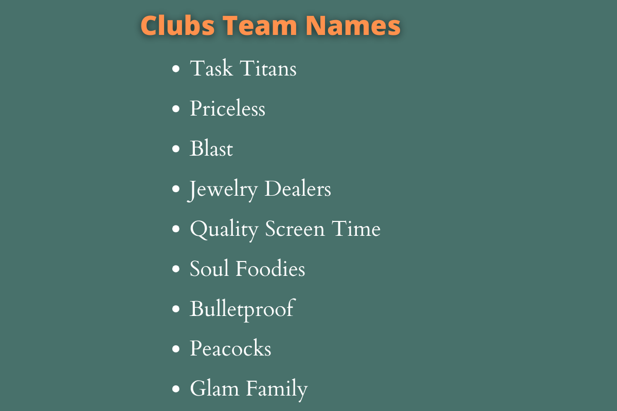 Clubs Team Names