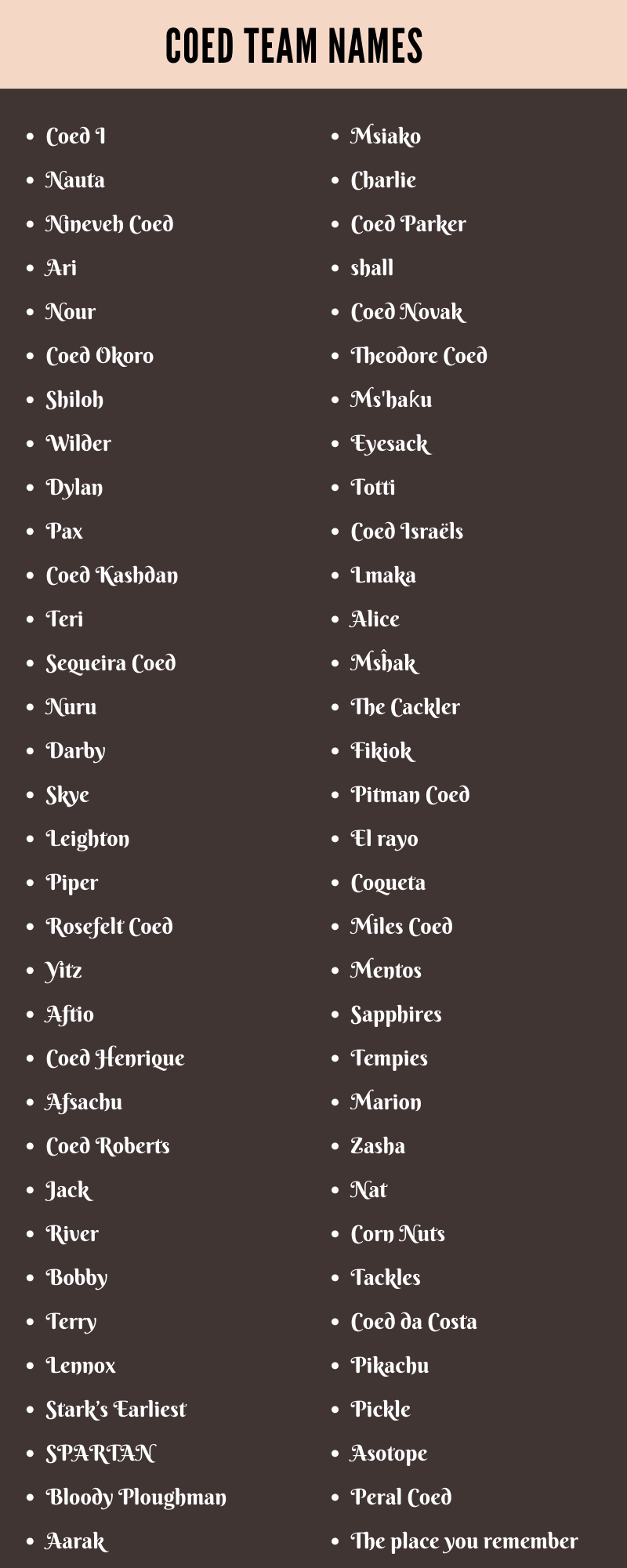 Coed Team Names