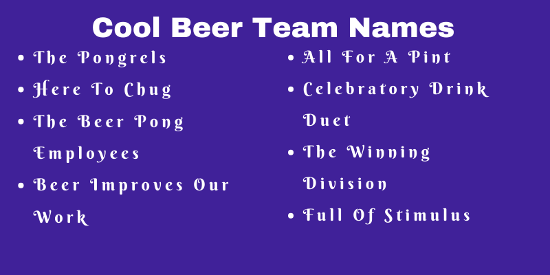 Beer Team Names