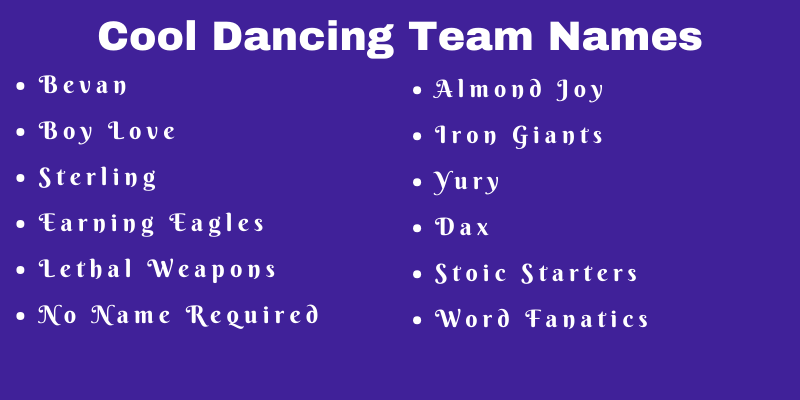 Dancing Team Names