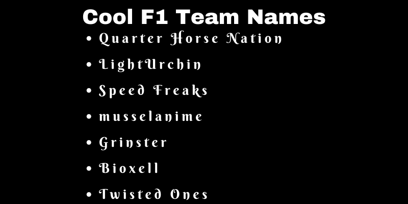 Cool F1 Team Names