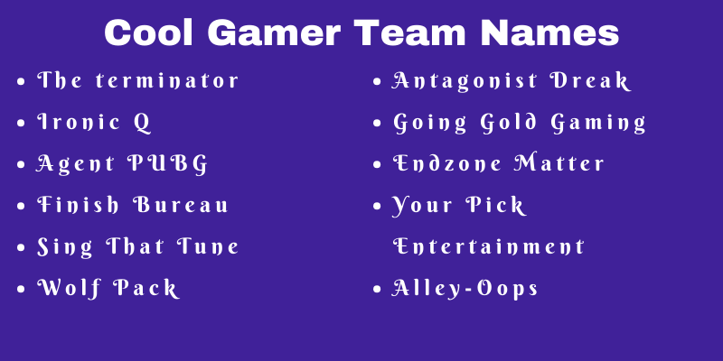 Gamer Team Names