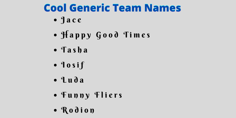 Generic Team Names