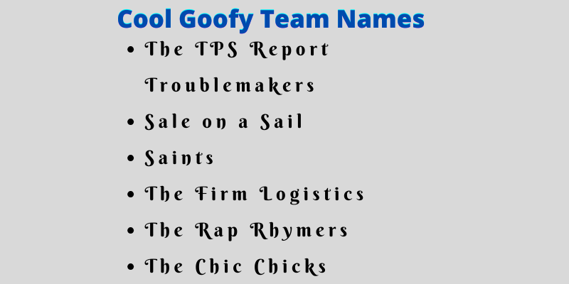 Goofy Team Names