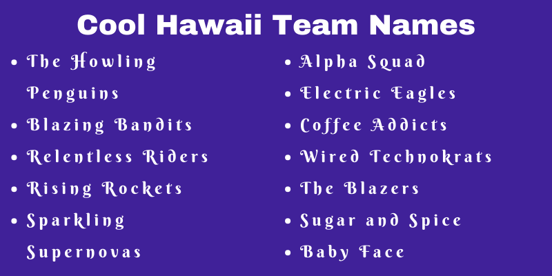 Hawaii Team Names