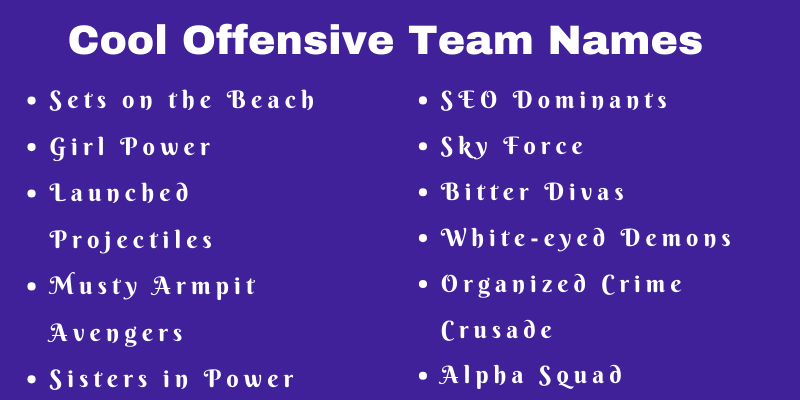 Offensive Team Names