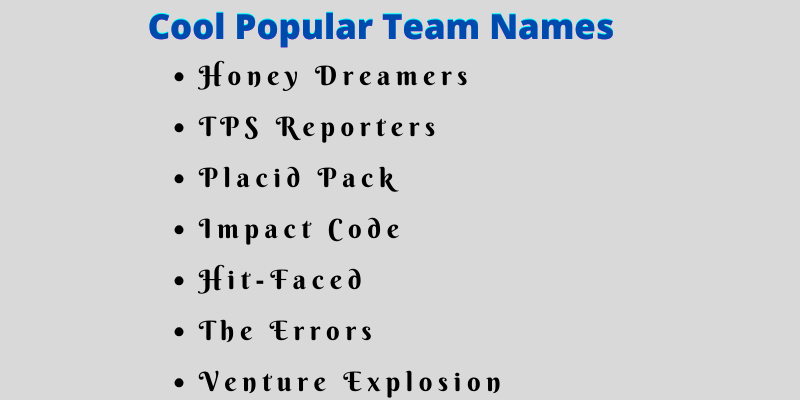 Popular Team Names