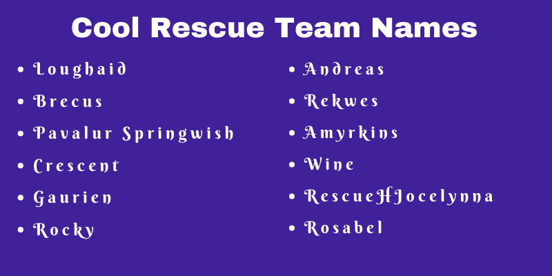 Rescue Team Names