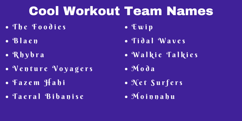 Workout Team Names