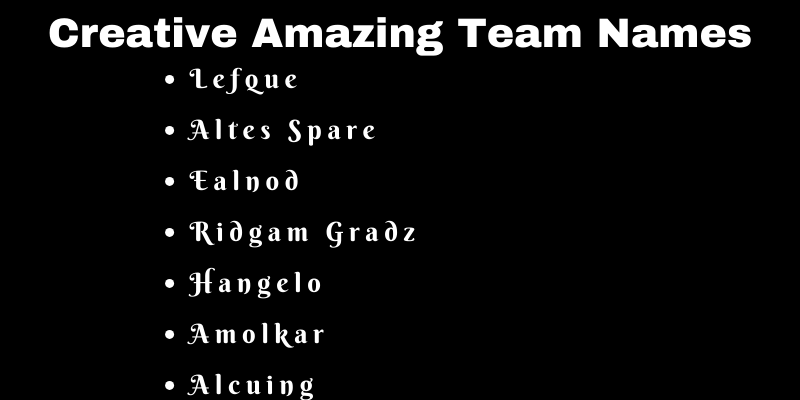Amazing Team Names