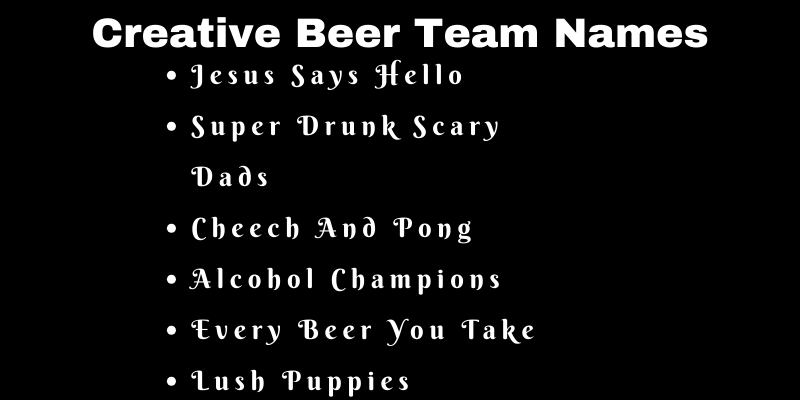 Beer Team Names