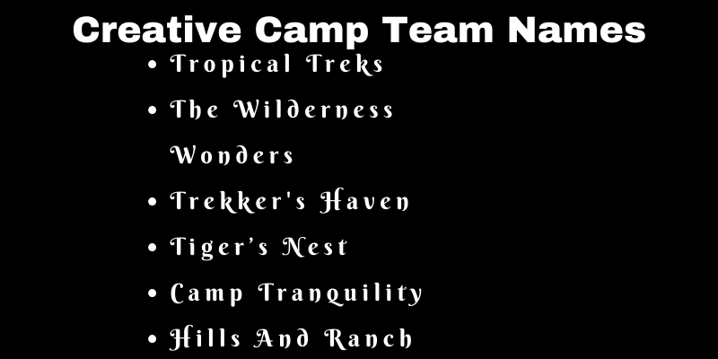 Camp Team Names
