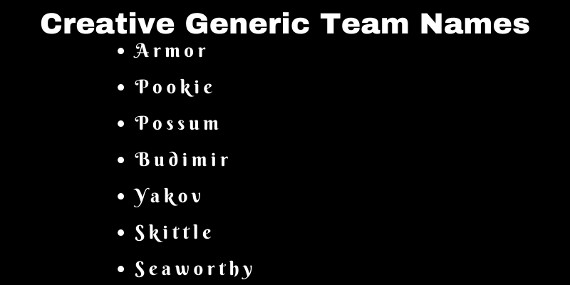 Generic Team Names