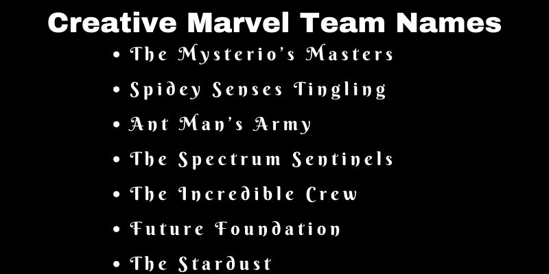 Marvel Team Names