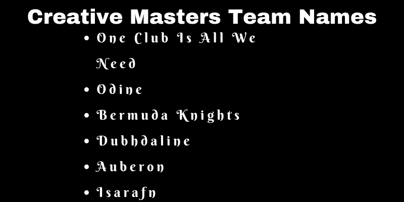 Masters Team Names
