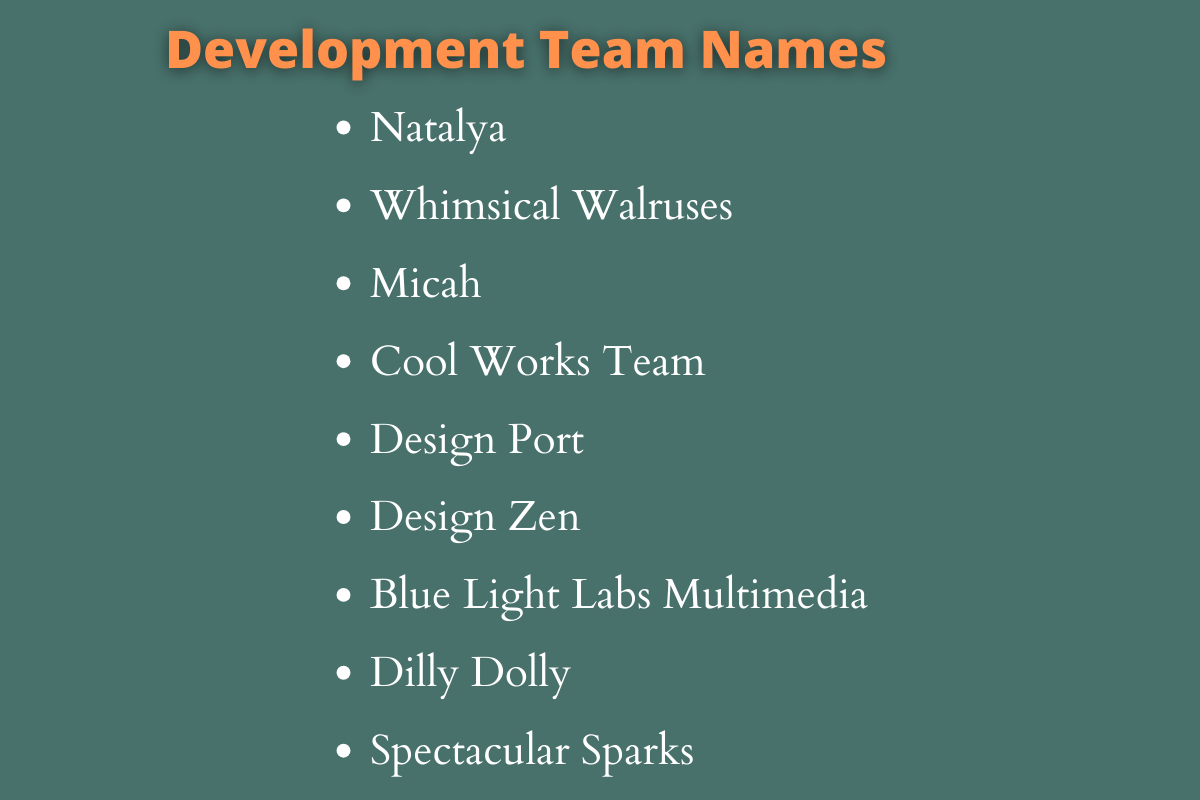 research and development team names