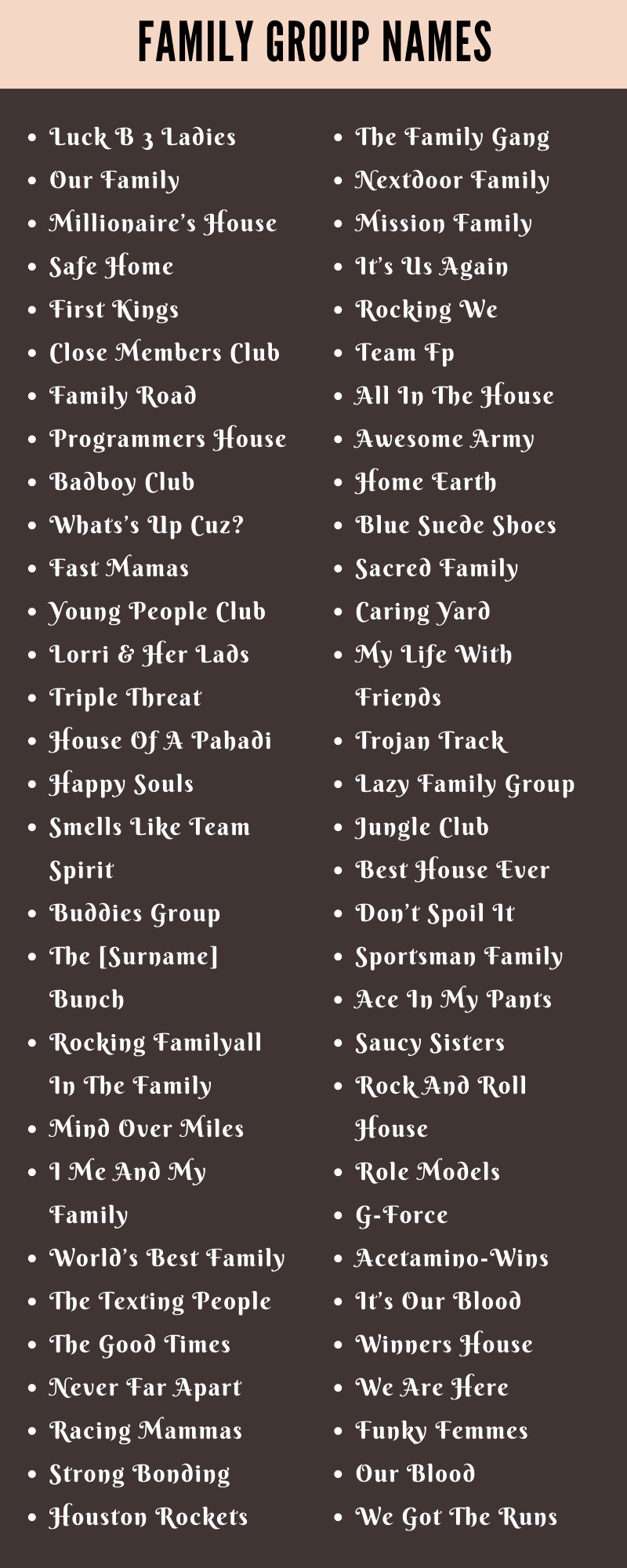 400 Cool Family Group Names Ideas And Suggestions