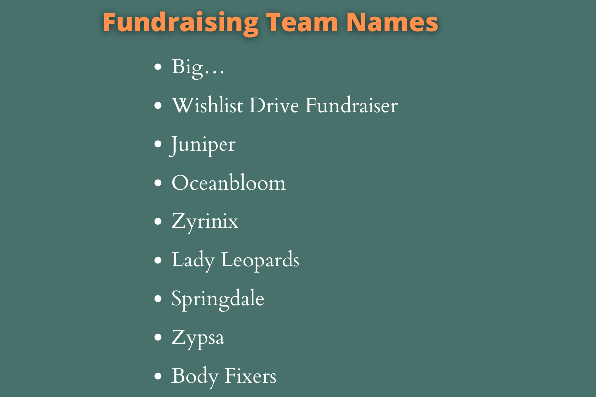 750 Fundraising Team Names Ideas and Suggestions