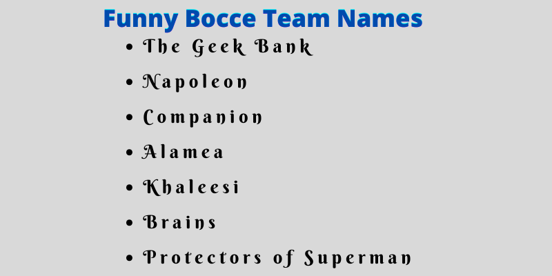 Bocce Team Names