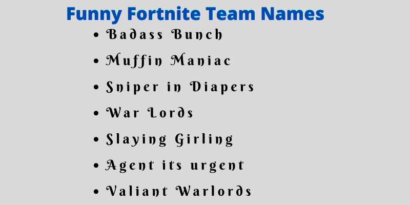 Fortnite Team Names